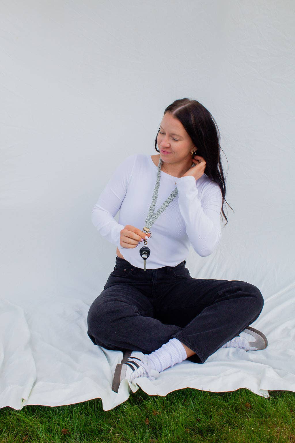 Pistachio Grid Lanyard