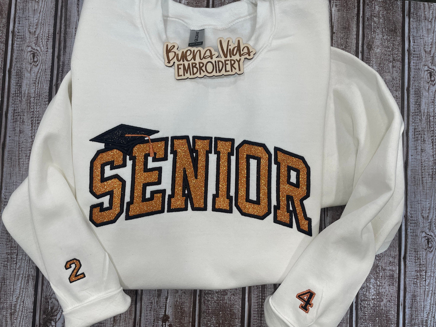 Senior Glitter Embroidered Sweatshirt, Senior Gift, Custom Sweater