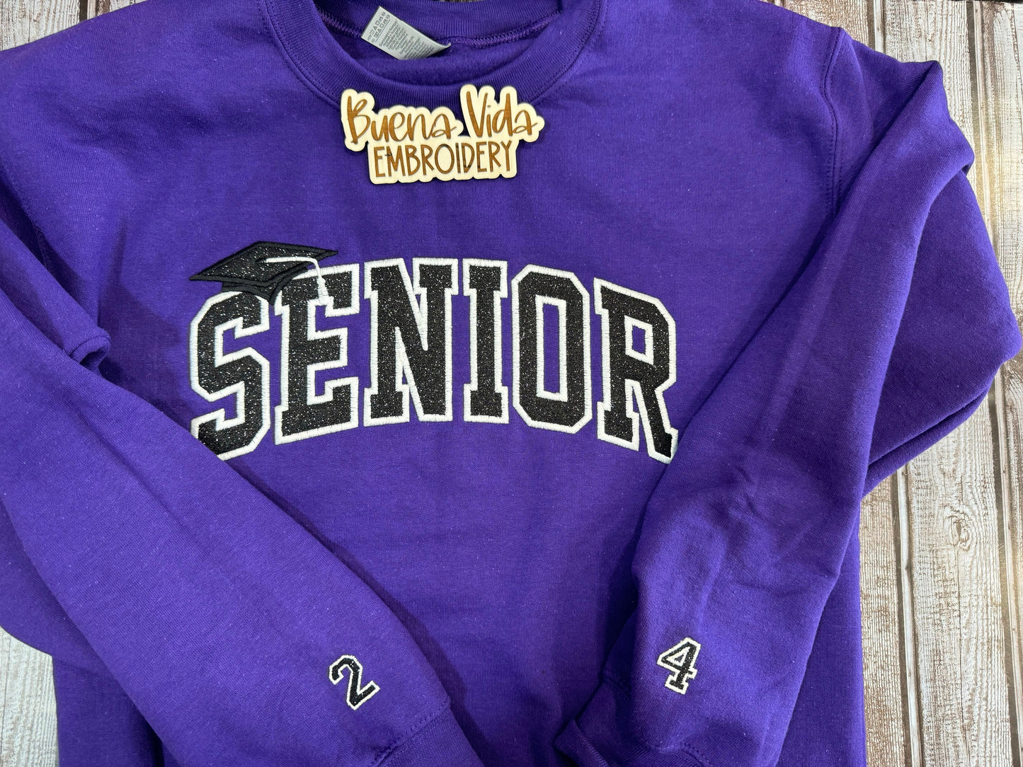 Senior Glitter Embroidered Sweatshirt, Senior Gift, Custom Sweater