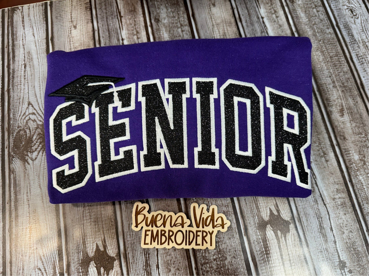 Senior Glitter Embroidered Sweatshirt, Senior Gift, Custom Sweater
