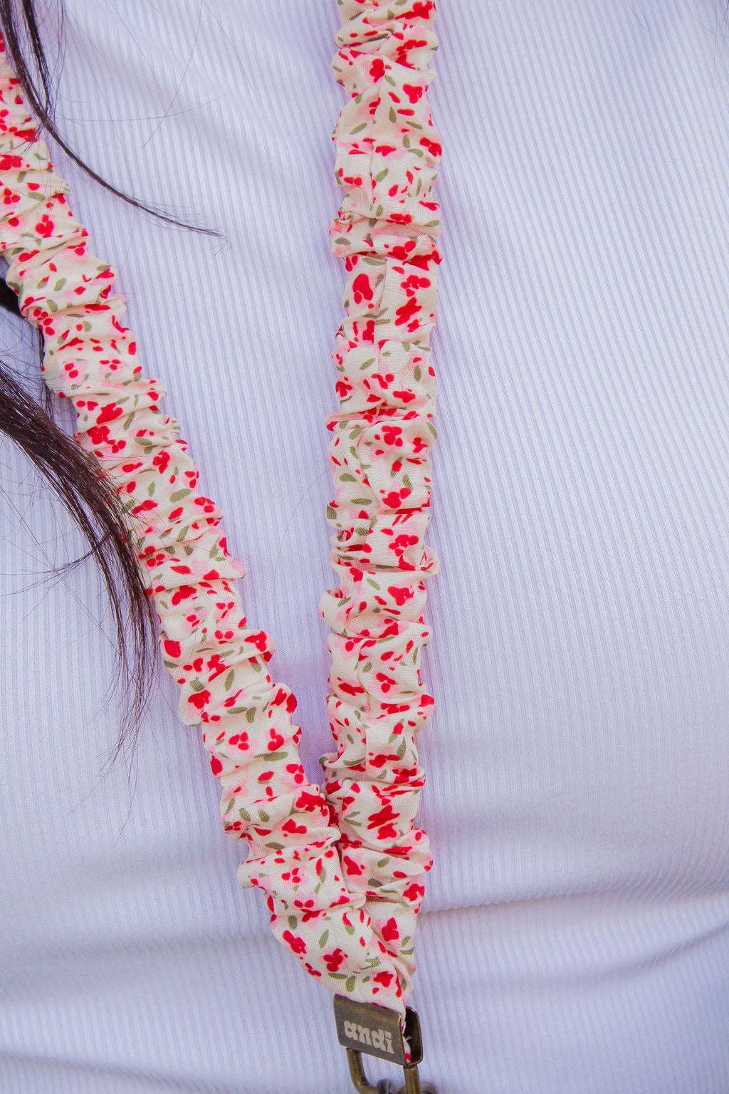 Red & Pink Floral Lanyard
