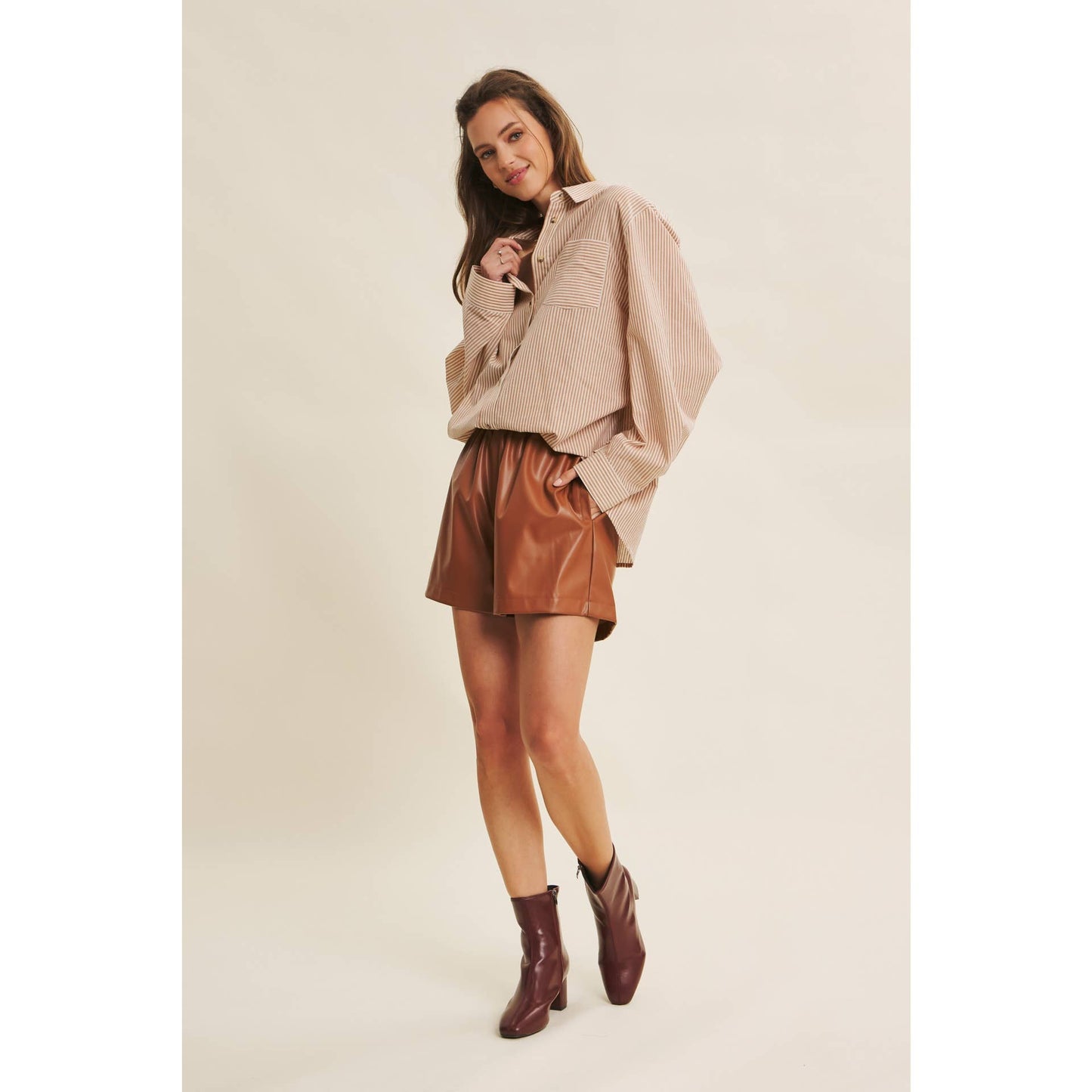 STAPLE PINSTRIPE BUTTON-DOWN OVERSIZED SHIRT