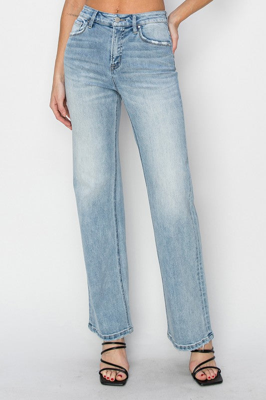 High Rise Straight Jeans - Light