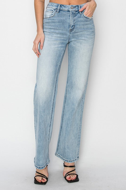 High Rise Straight Jeans - Light