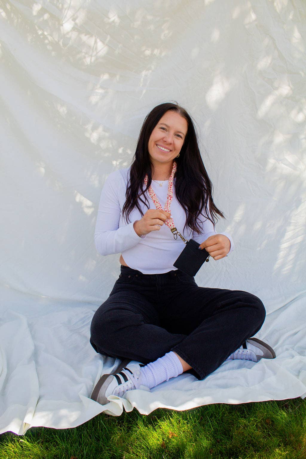 Red & Pink Floral Lanyard