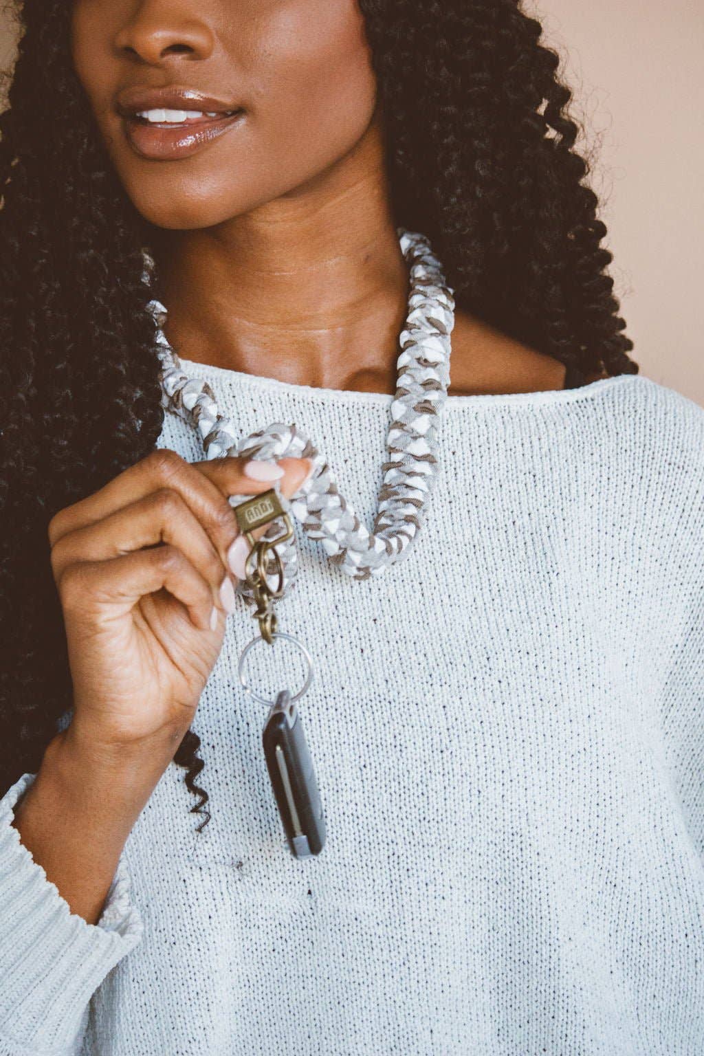 Brown Checkered Lanyard