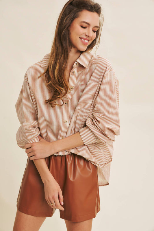 STAPLE PINSTRIPE BUTTON-DOWN OVERSIZED SHIRT