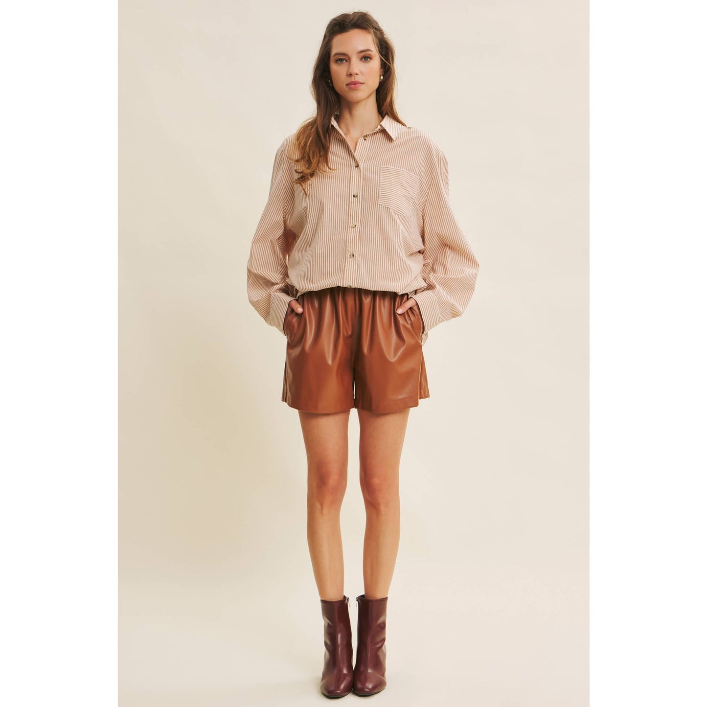 STAPLE PINSTRIPE BUTTON-DOWN OVERSIZED SHIRT