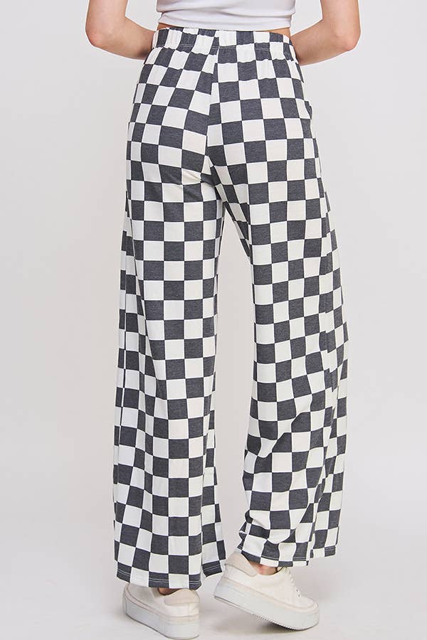 High Waist Checkered Pants