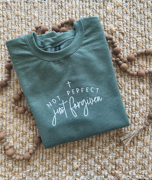 “NOT PERFECT Just Forgiven” Long Sleeve Sweatshirt