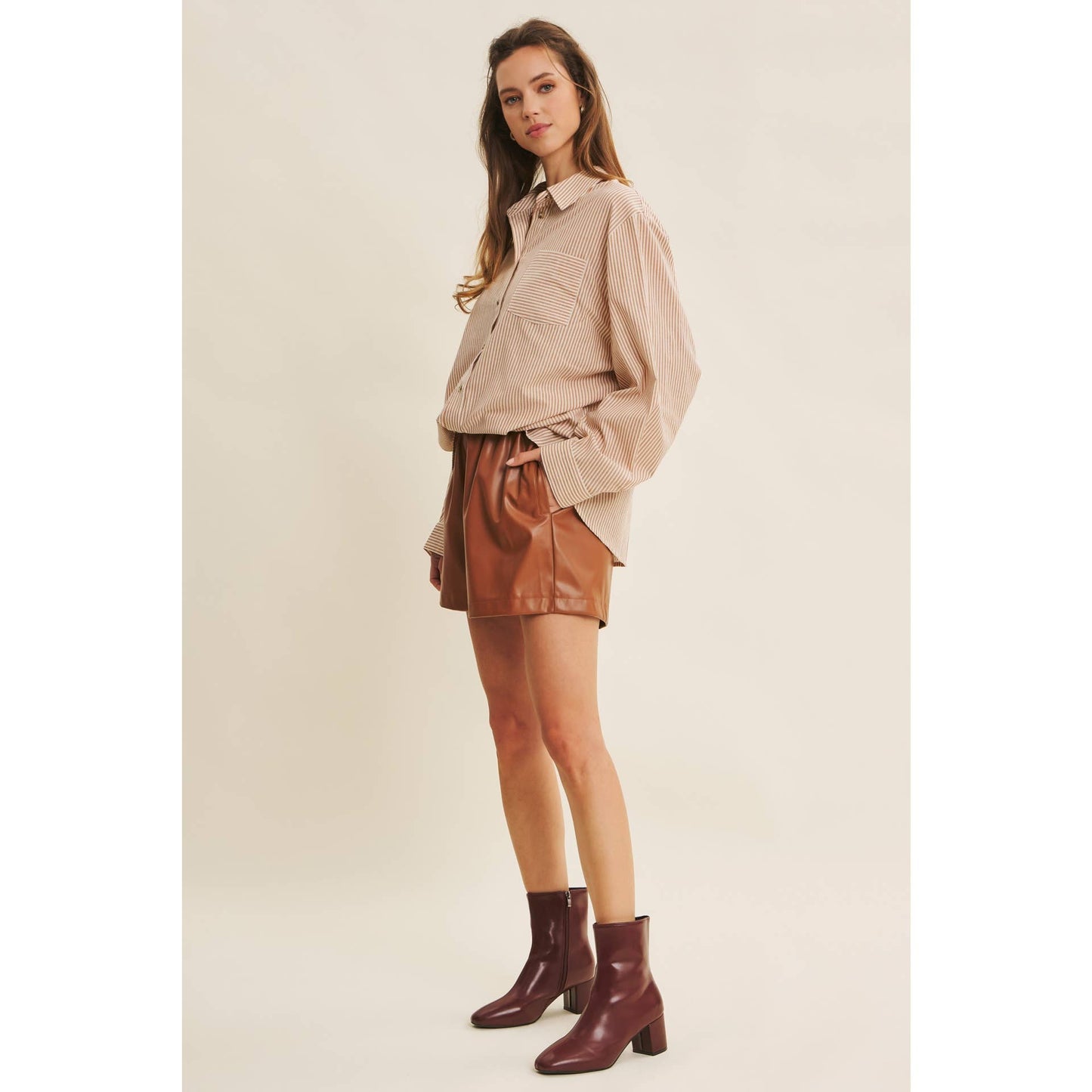 STAPLE PINSTRIPE BUTTON-DOWN OVERSIZED SHIRT