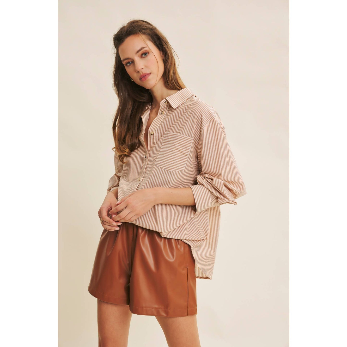 STAPLE PINSTRIPE BUTTON-DOWN OVERSIZED SHIRT