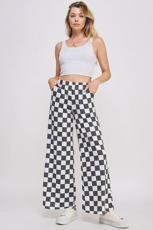 High Waist Checkered Pants