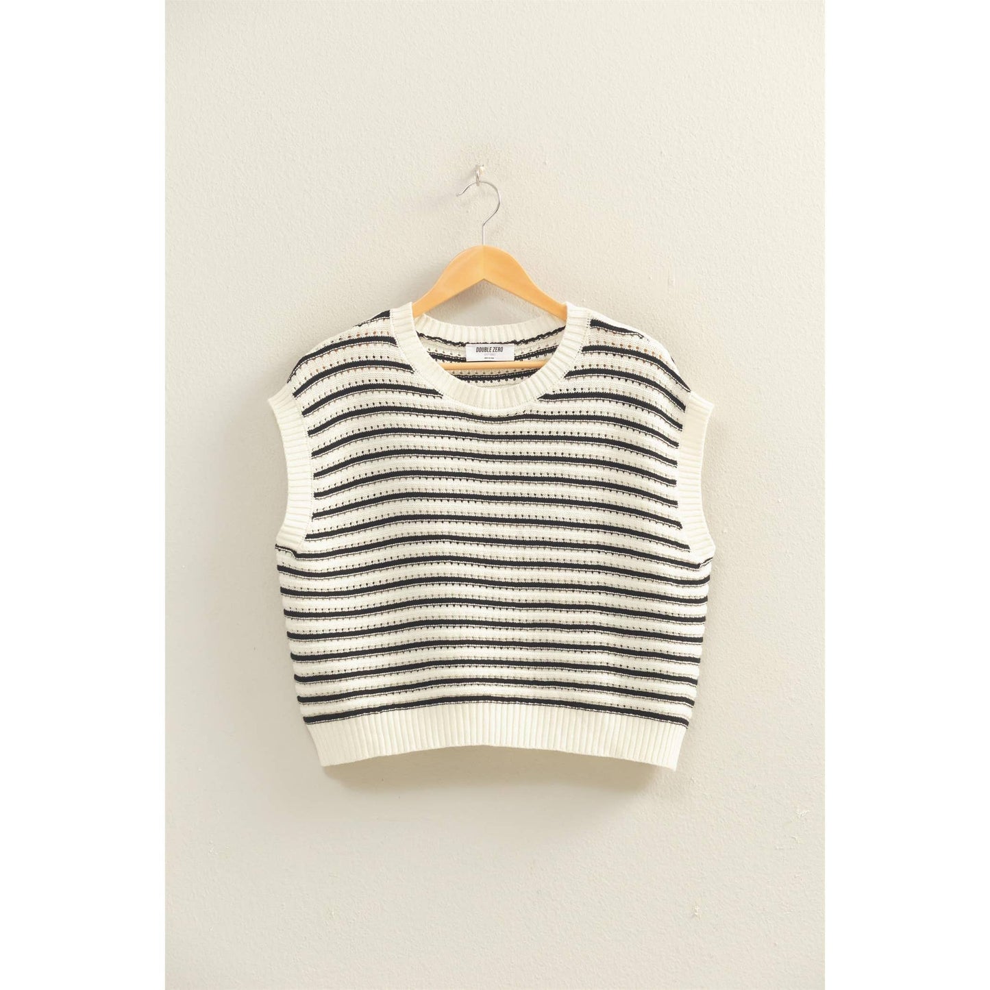 Striped Sleeveless Crew Neck Top