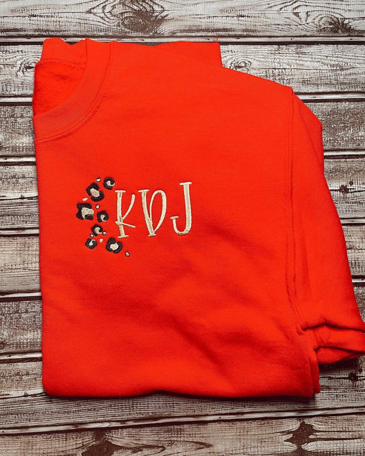 Leopard Embroidered Monogram Sweatshirt