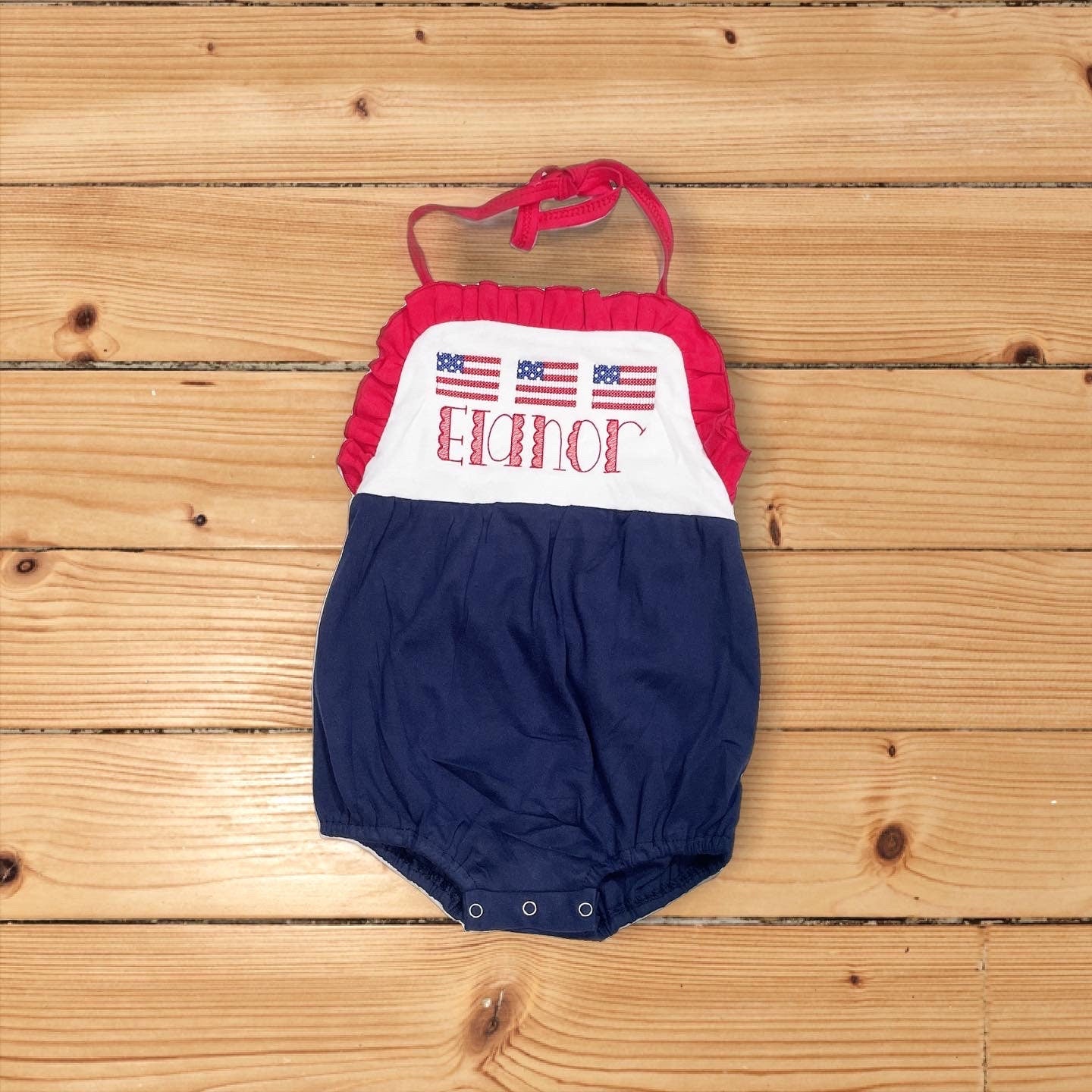 Embroidered 4th of July Sunsuit