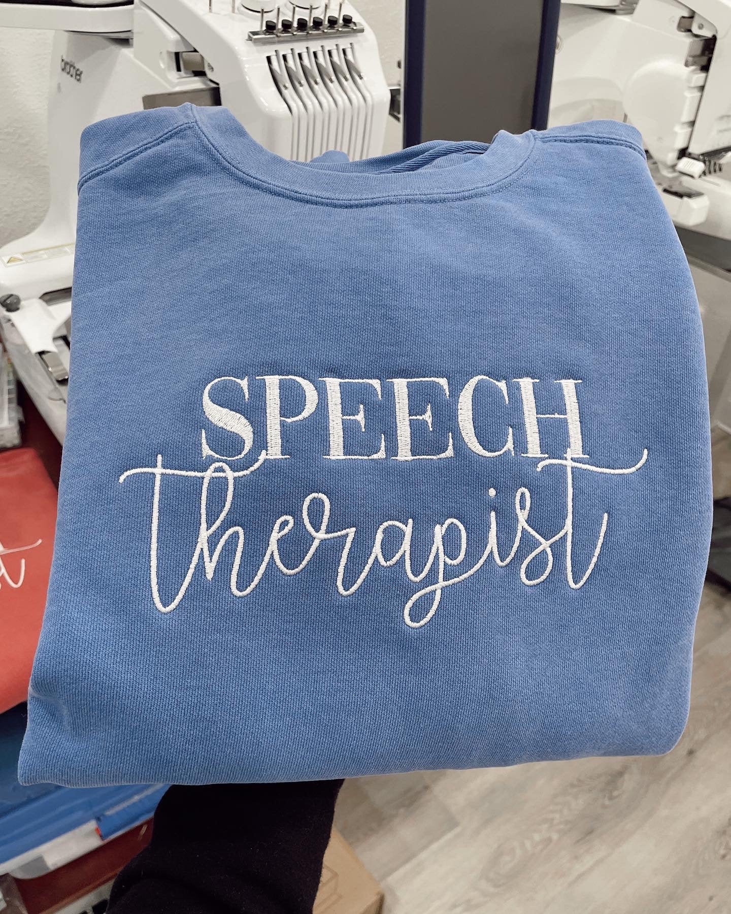 Speech Therapist Embroidered Comfort Colors Shirt