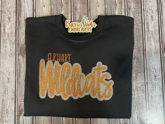 Wildcats Double Stack Glitter Embroidered Sweatshirt